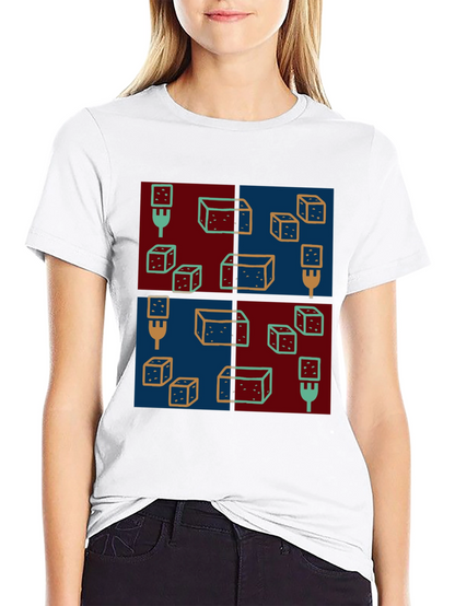 Abstract Dice Pattern Black T-Shirt