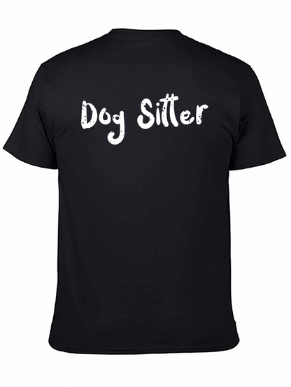 Dog Sitter Graphic Tee - Black Casual T-Shirt