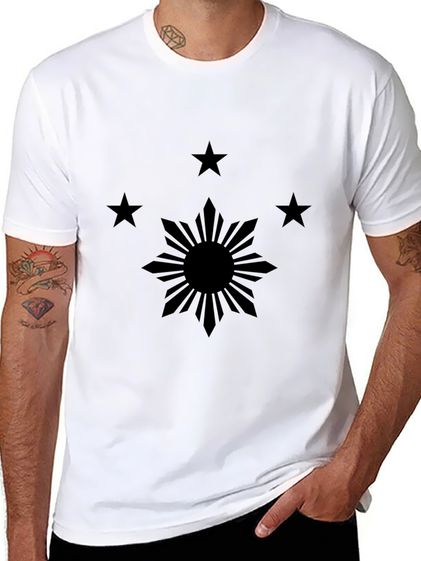 Philippines Flag Inspired Black Tee