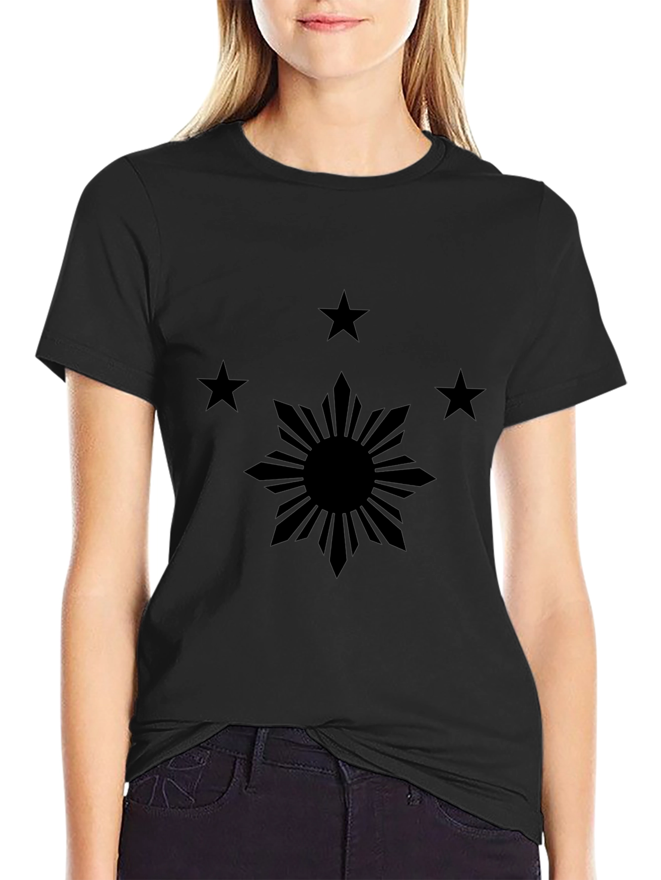 Philippines Flag Inspired Black Tee