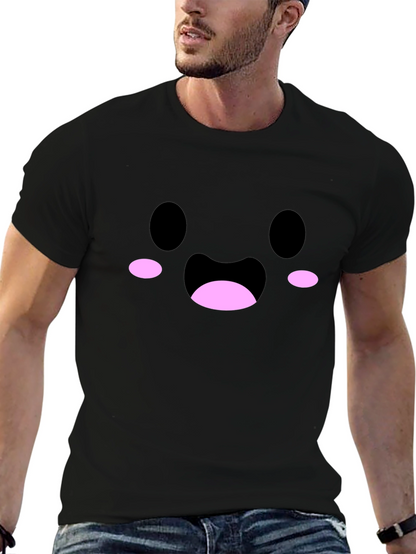 Cute Kawaii Face Black T-Shirt