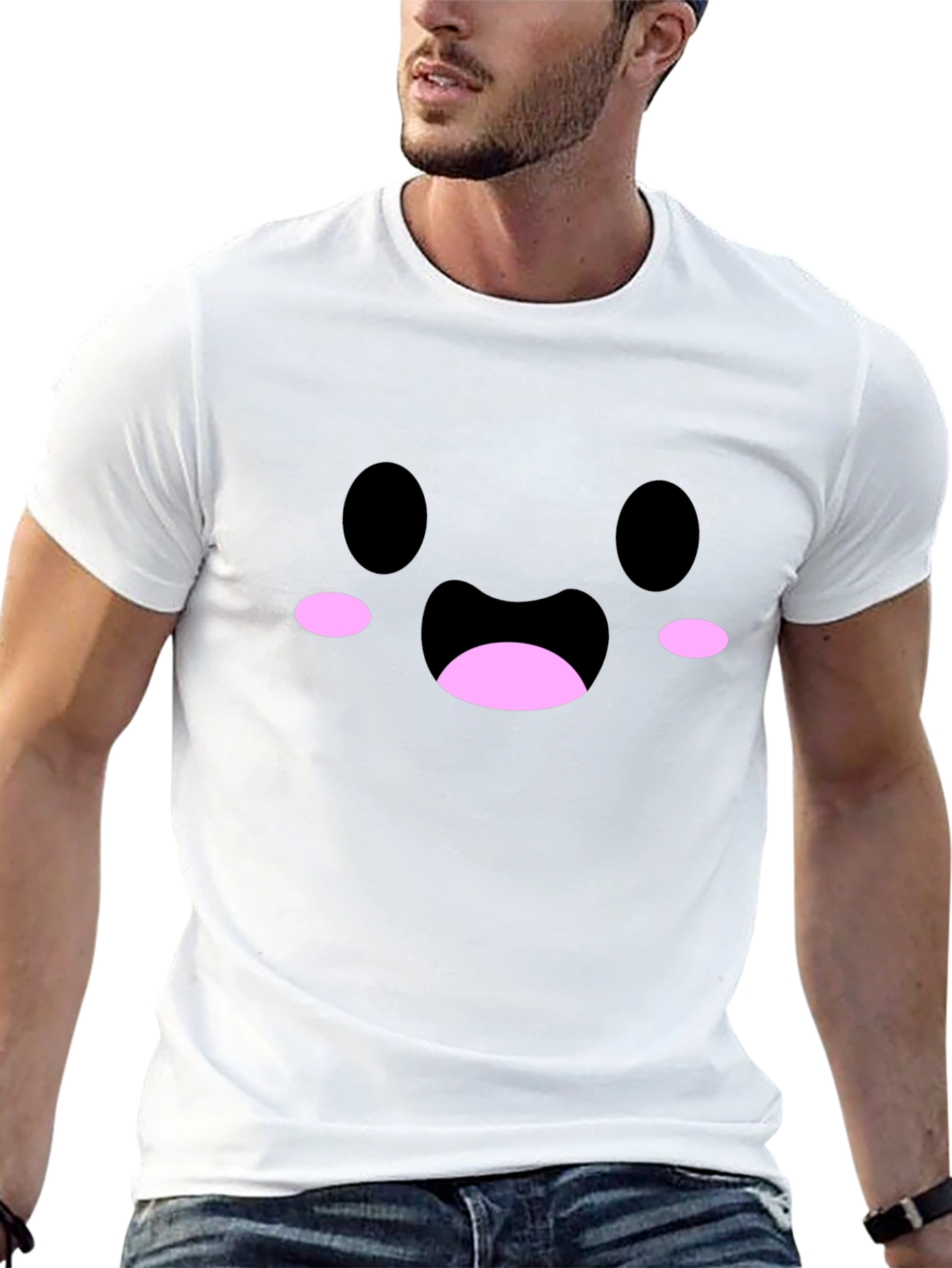 Cute Kawaii Face Black T-Shirt