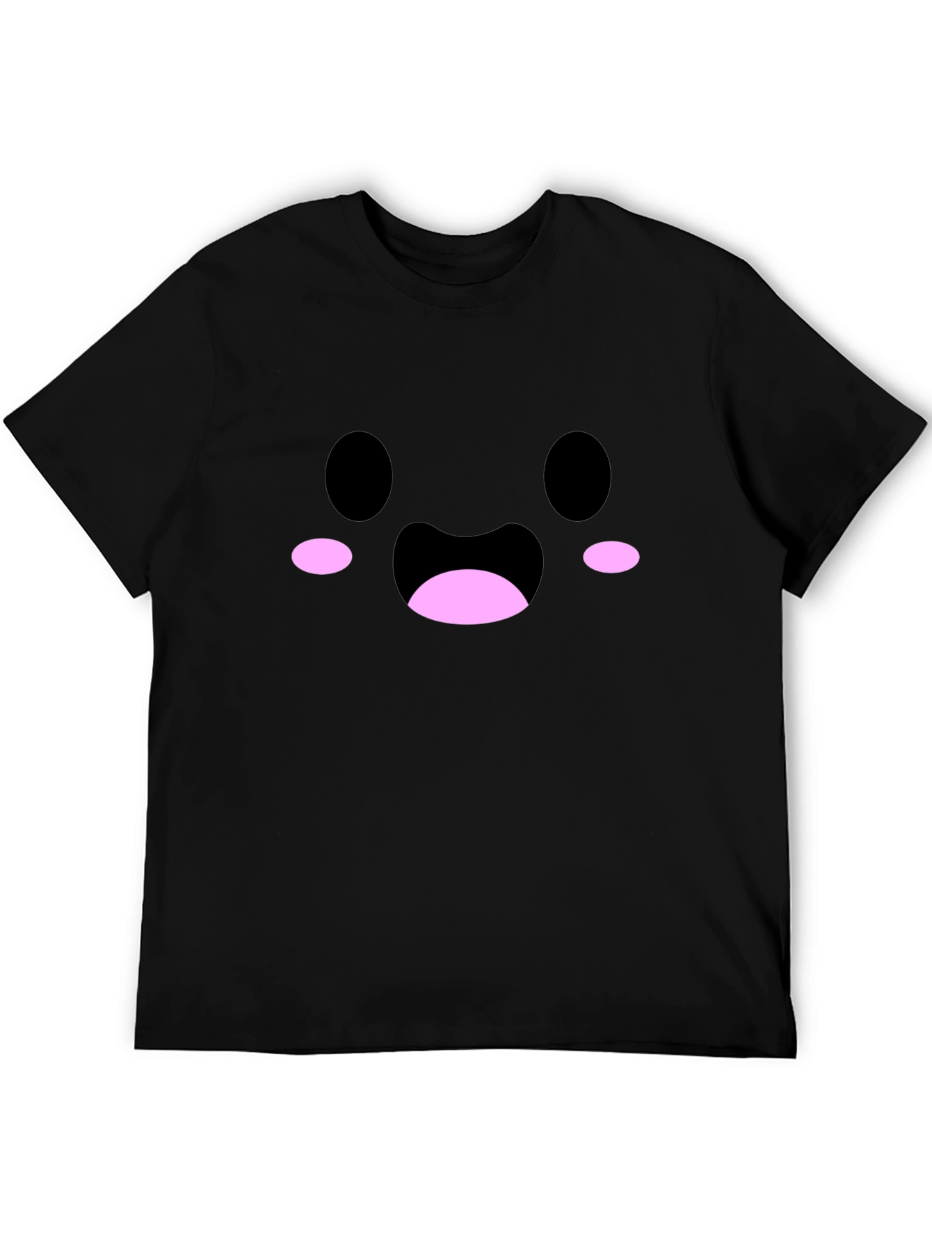 Cute Kawaii Face Black T-Shirt