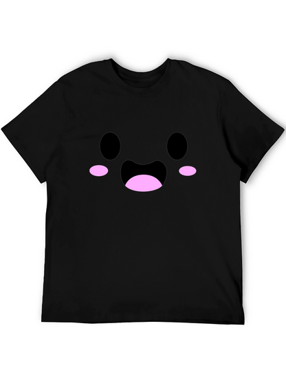 Cute Kawaii Face Black T-Shirt