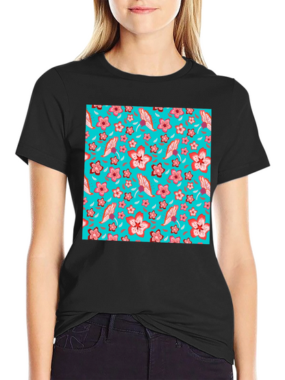 Floral Pattern T-Shirt Casual Graphic Tee