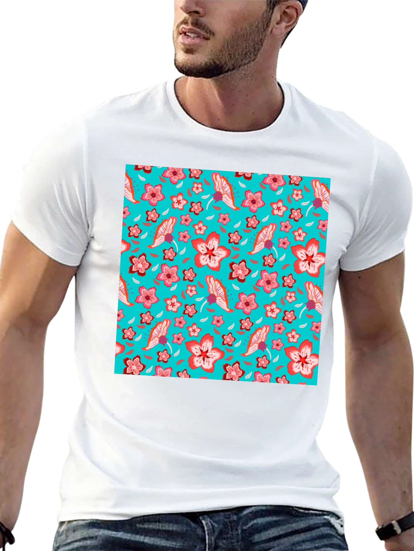 Floral Pattern T-Shirt Casual Graphic Tee
