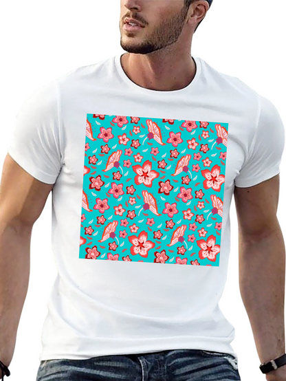 Floral Pattern T-Shirt Casual Graphic Tee