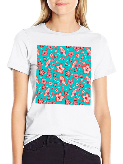 Floral Pattern T-Shirt Casual Graphic Tee