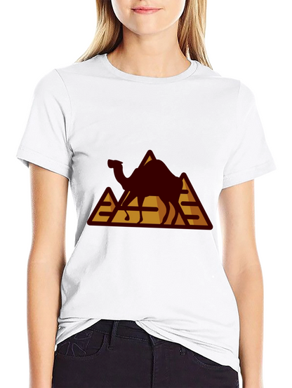 Camel Pyramid Graphic Tee - Black Cotton T-Shirt
