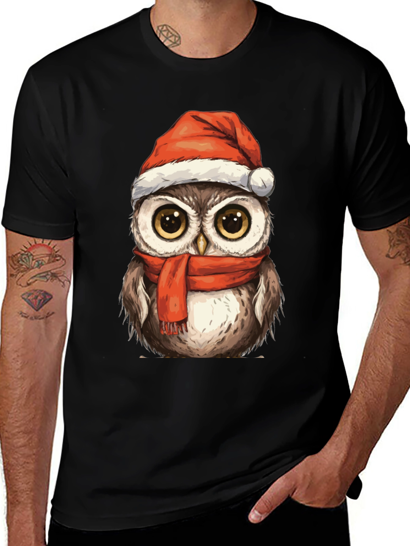Festive Owl T-Shirt - Holiday Cheer