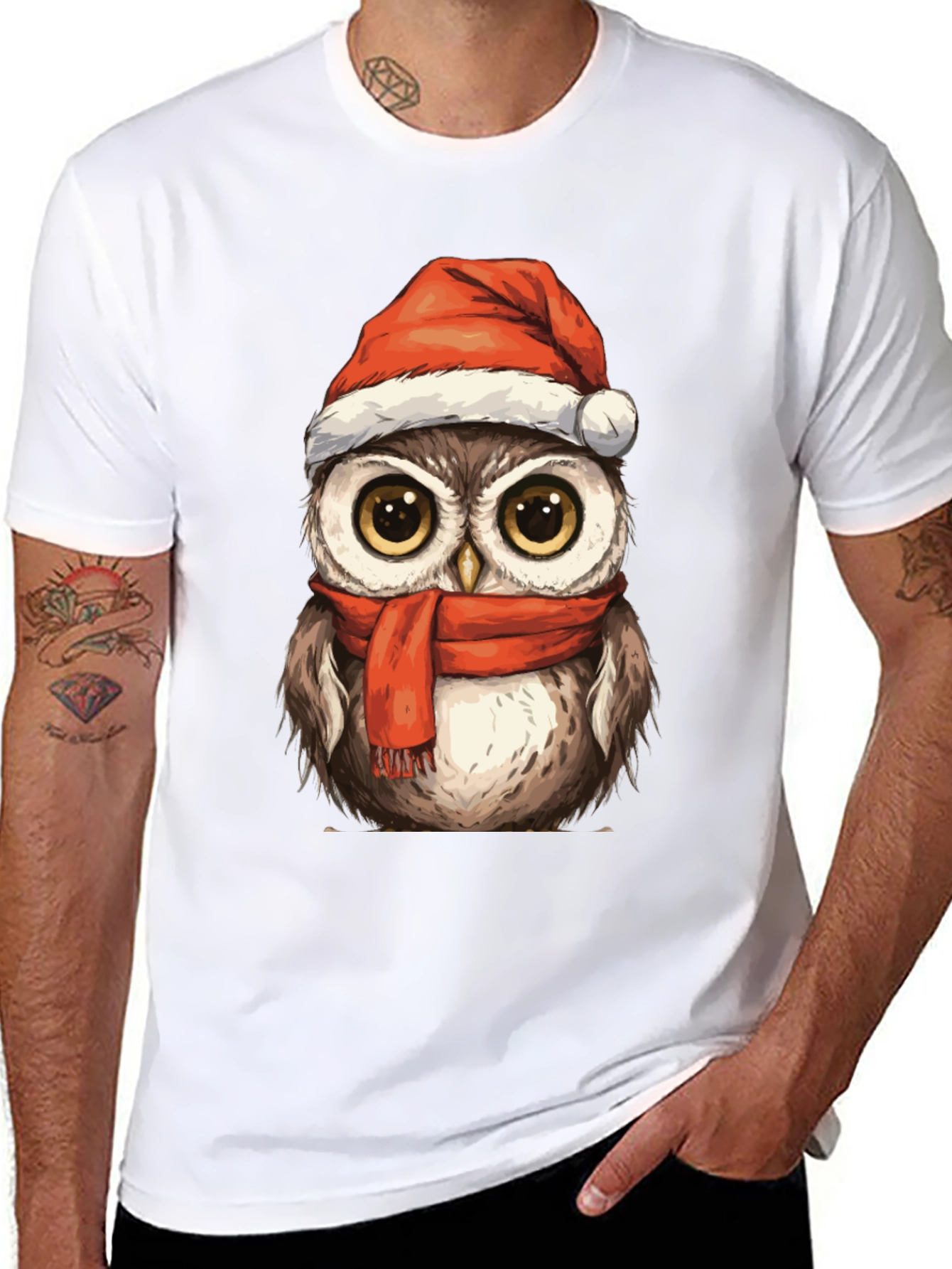 Festive Owl T-Shirt - Holiday Cheer