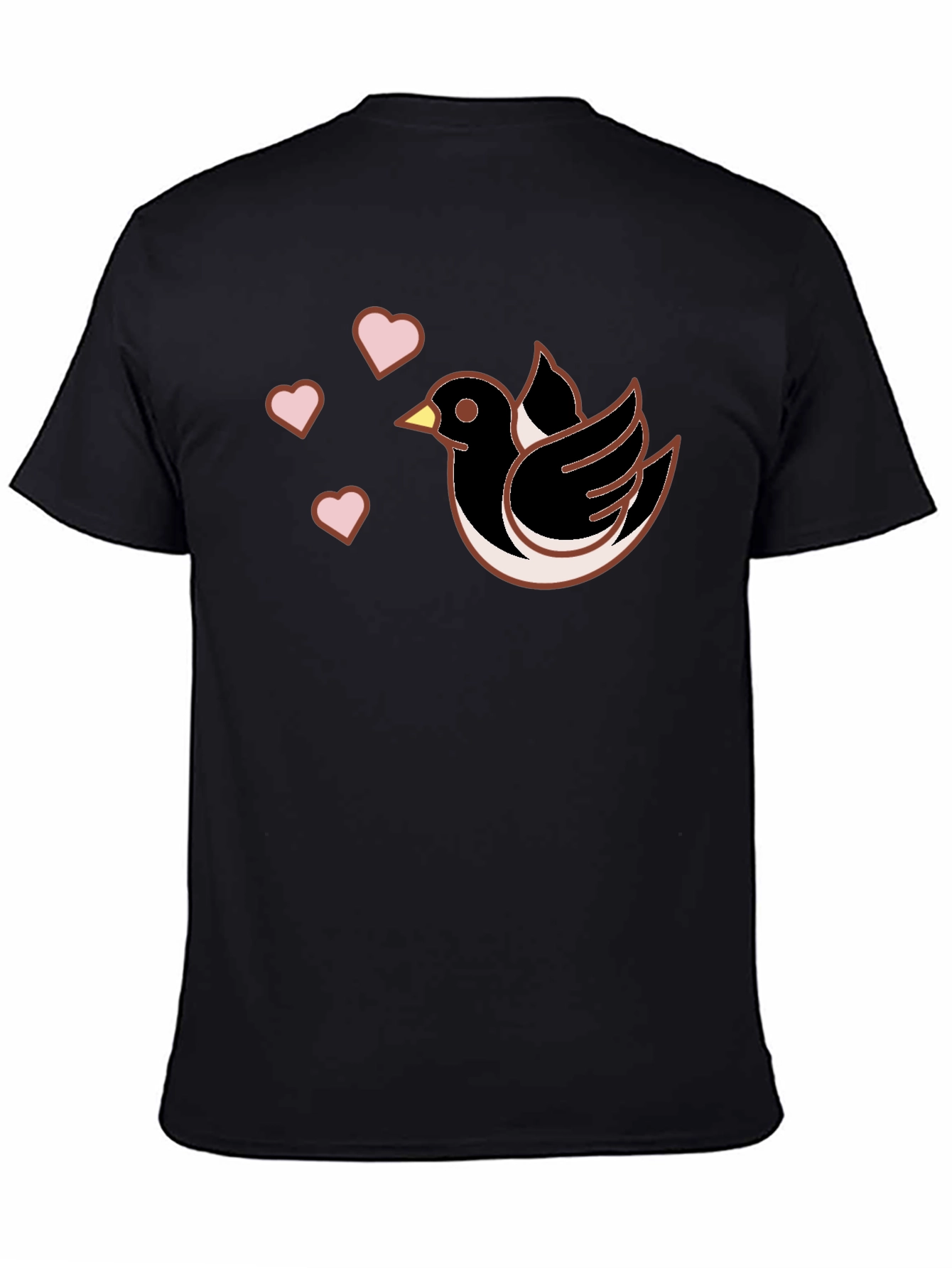 Bird & Hearts Graphic Black T-Shirt
