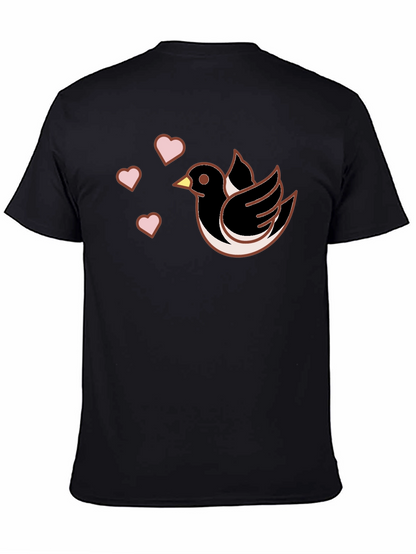 Bird & Hearts Graphic Black T-Shirt
