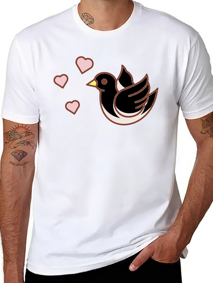 Bird & Hearts Graphic Black T-Shirt