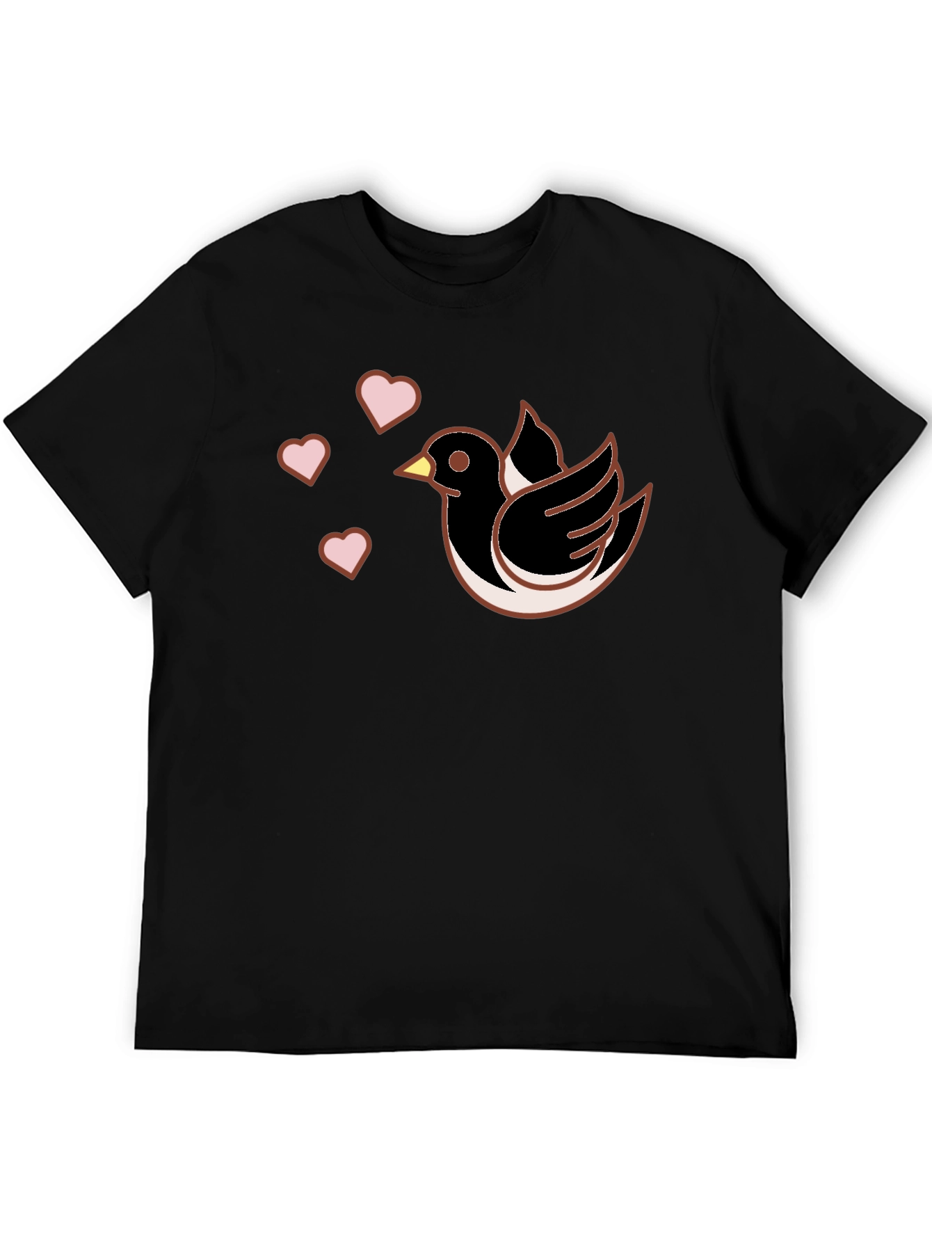 Bird & Hearts Graphic Black T-Shirt