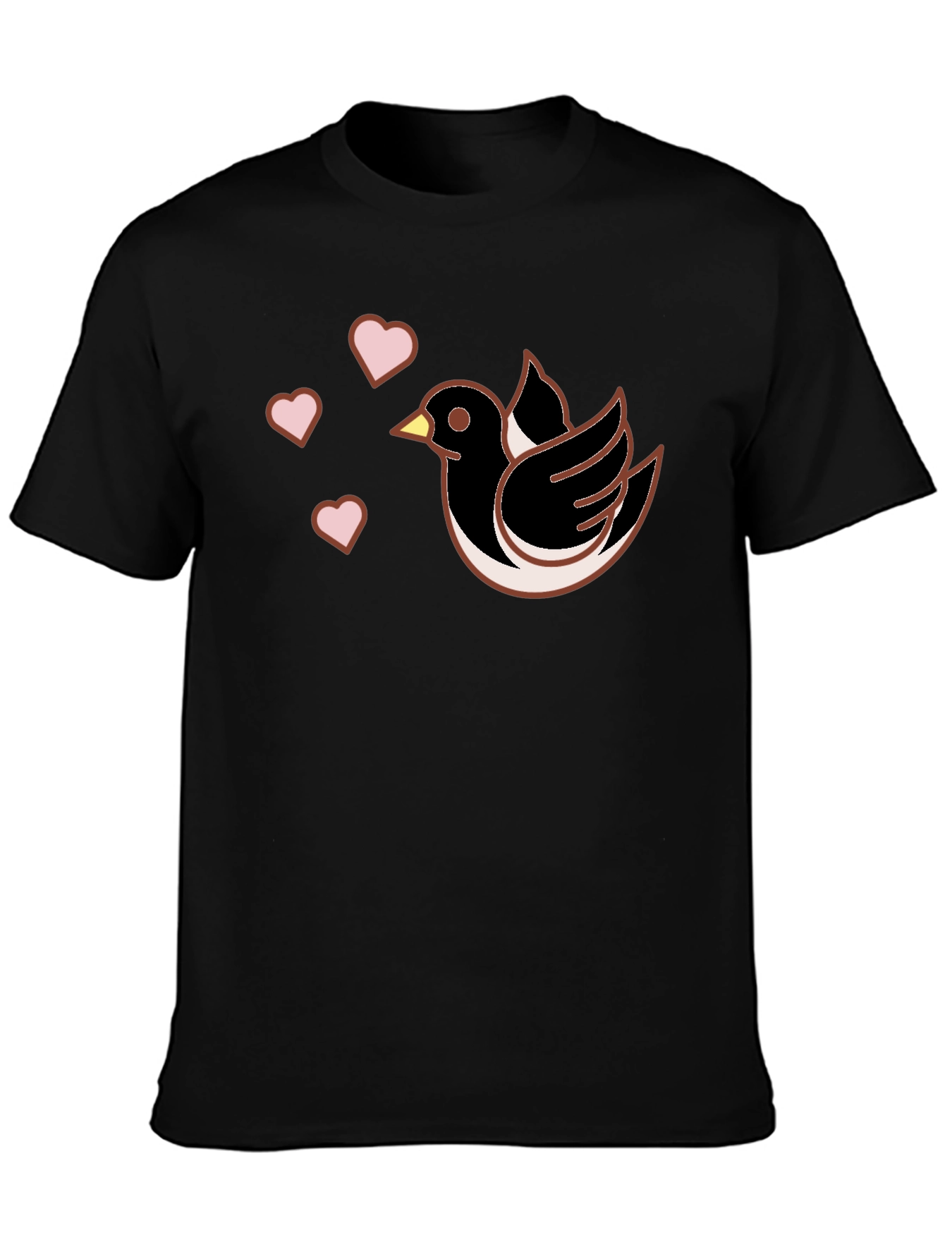 Bird & Hearts Graphic Black T-Shirt