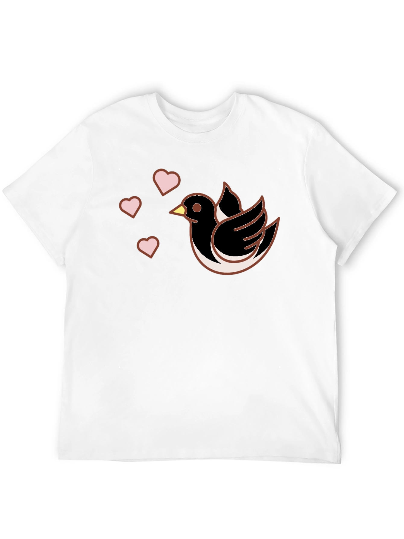 Bird & Hearts Graphic Black T-Shirt