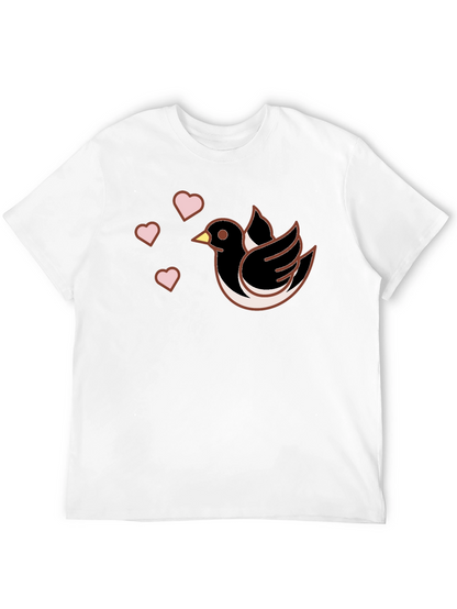 Bird & Hearts Graphic Black T-Shirt