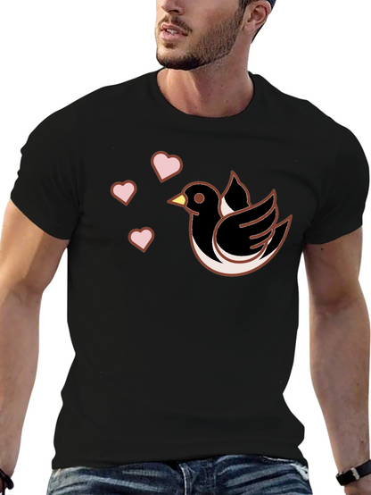 Bird & Hearts Graphic Black T-Shirt