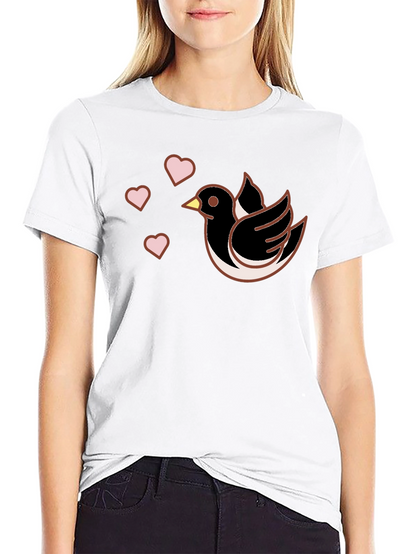 Bird & Hearts Graphic Black T-Shirt