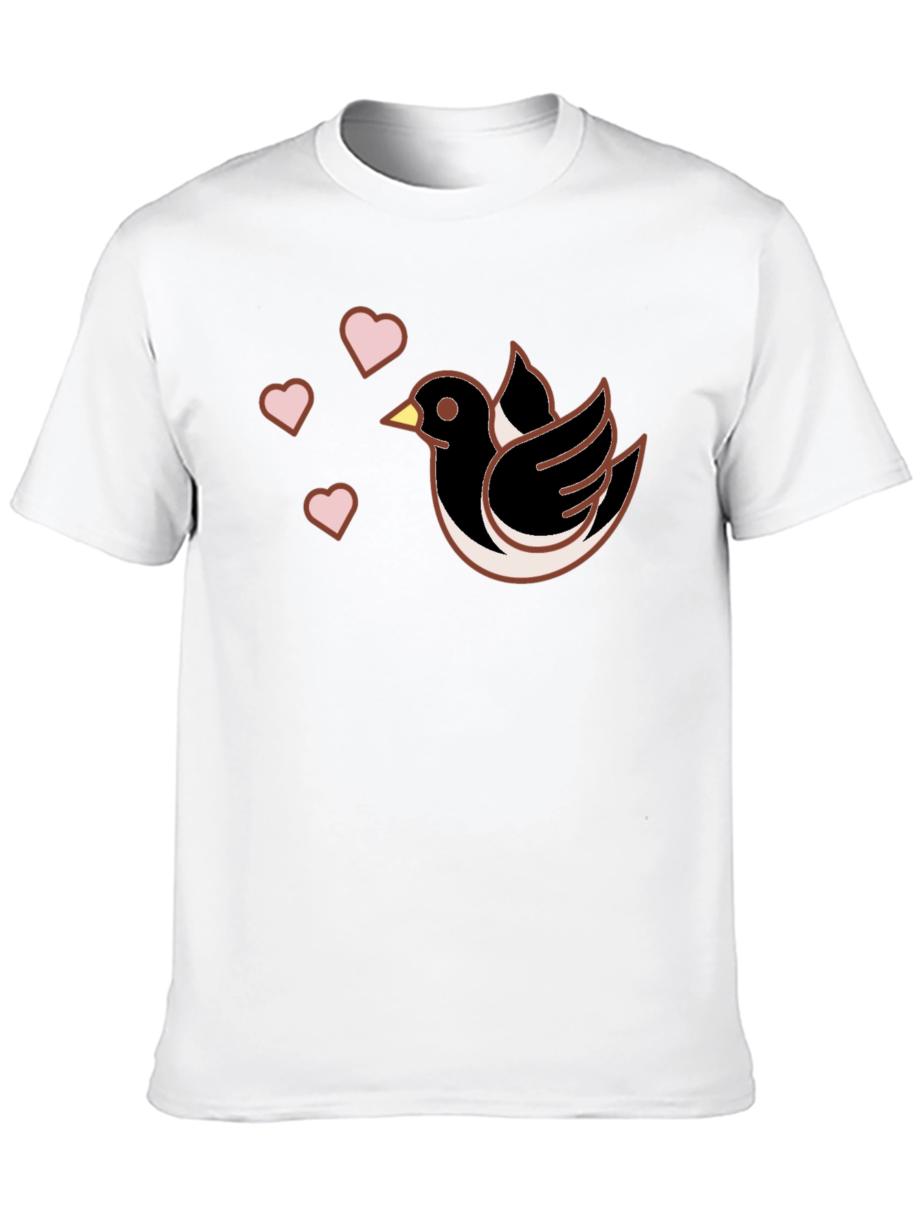Bird & Hearts Graphic Black T-Shirt