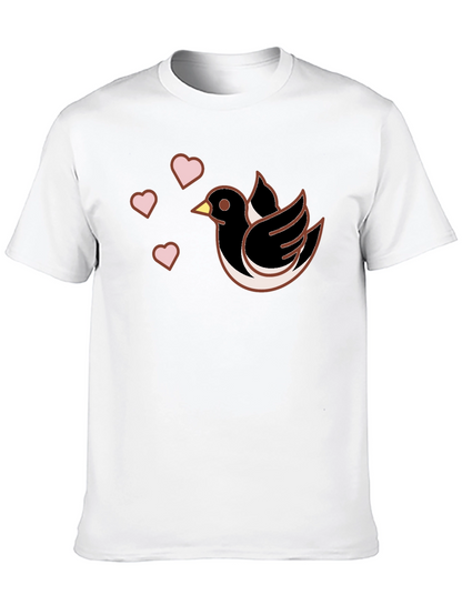 Bird & Hearts Graphic Black T-Shirt