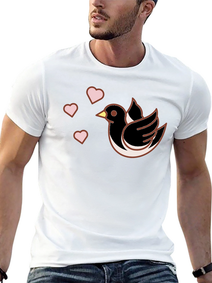 Bird & Hearts Graphic Black T-Shirt