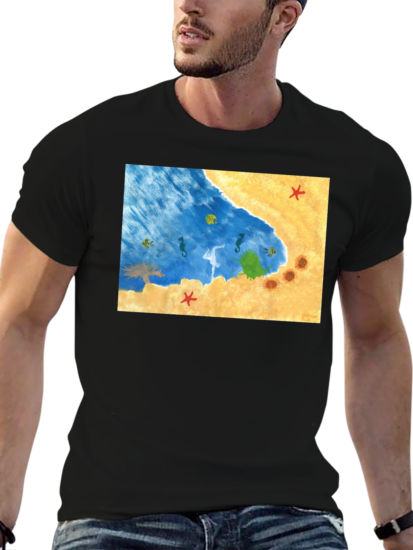 Beach Scene Graphic T-Shirt: Relaxed Style