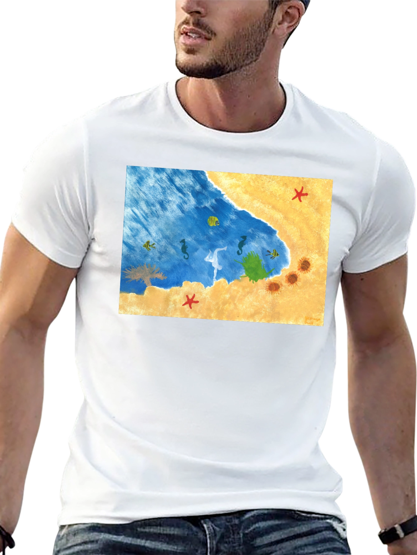 Beach Scene Graphic T-Shirt: Relaxed Style