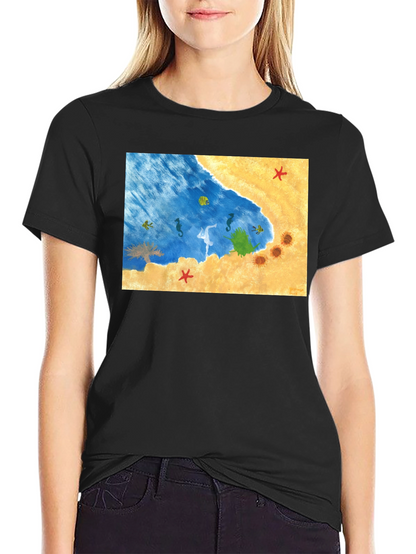 Beach Scene Graphic T-Shirt: Relaxed Style