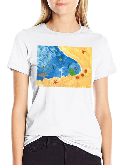 Beach Scene Graphic T-Shirt: Relaxed Style