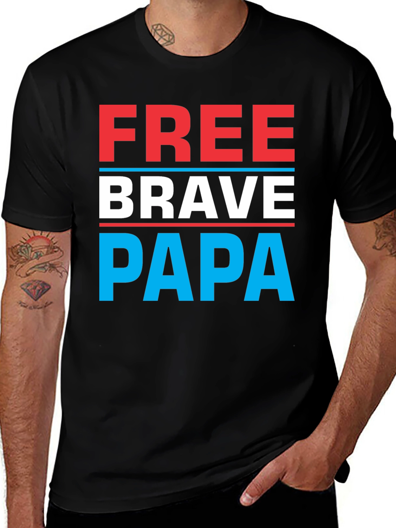 Free Brave Papa Graphic Tee - Mens Black T-Shirt