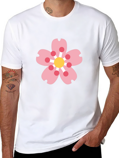 Black Tee with Sakura Blossom Graphic
