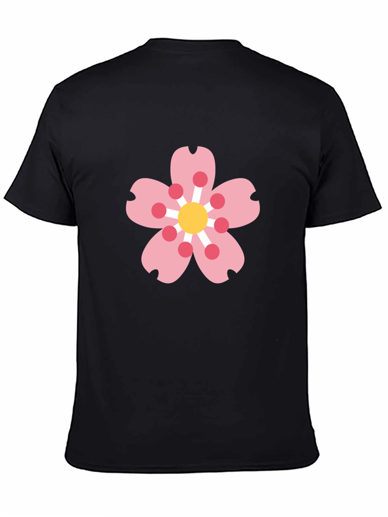 Black Tee with Sakura Blossom Graphic