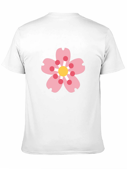 Black Tee with Sakura Blossom Graphic