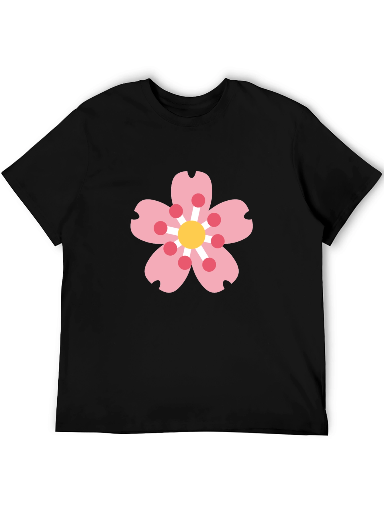 Black Tee with Sakura Blossom Graphic
