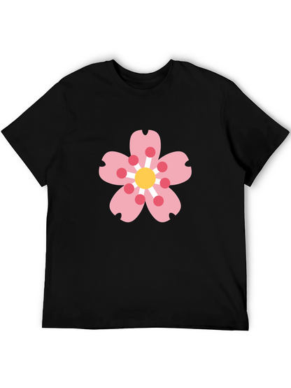 Black Tee with Sakura Blossom Graphic