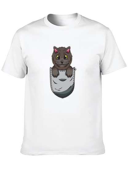 Cartoon Cat in Pocket Graphic Tee - Unisex