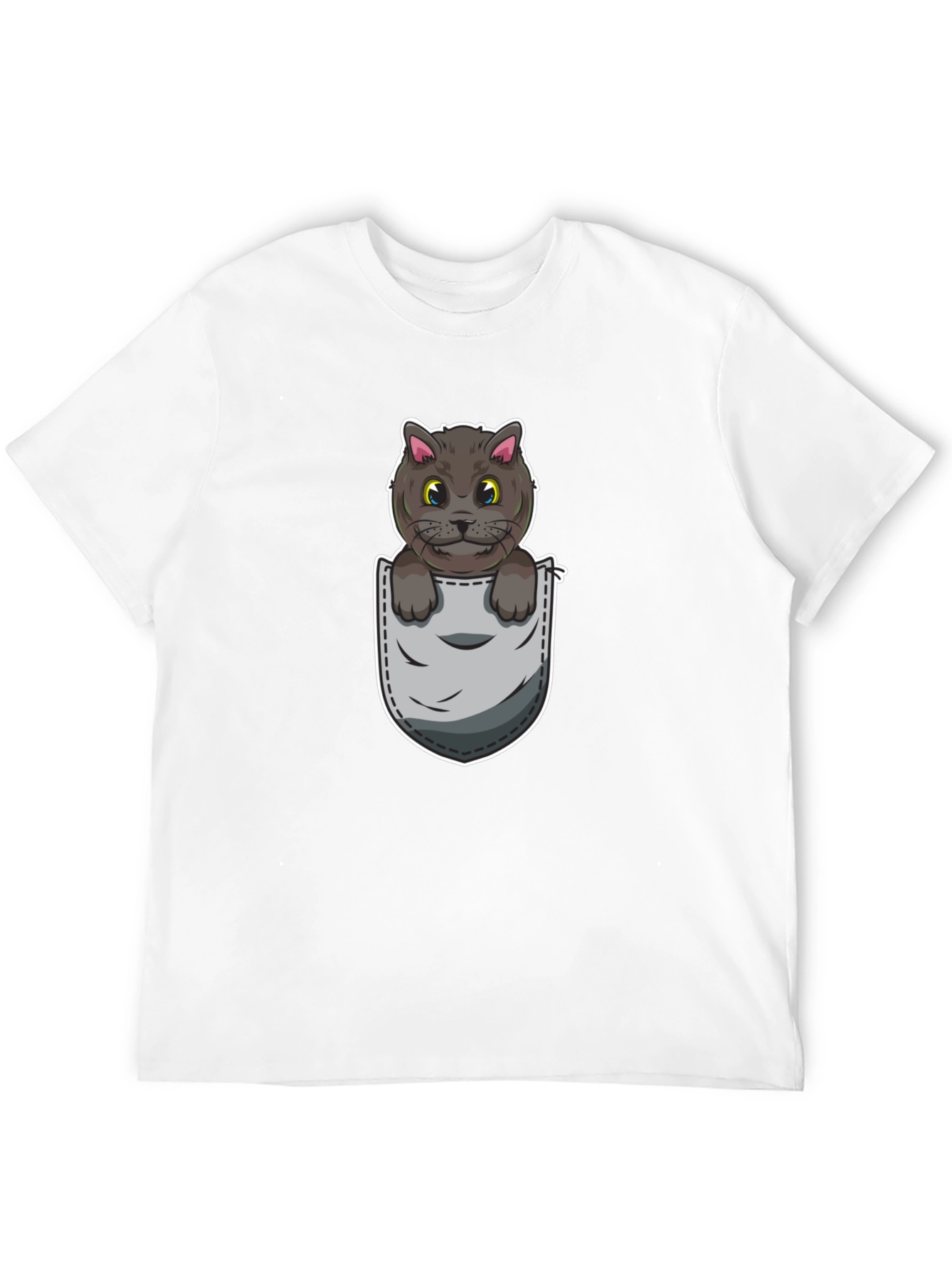 Cartoon Cat in Pocket Graphic Tee - Unisex