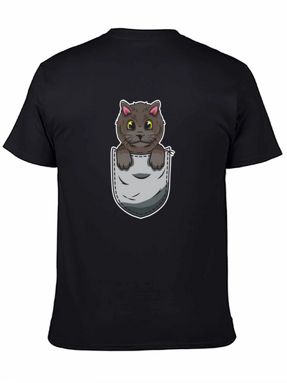 Cartoon Cat in Pocket Graphic Tee - Unisex