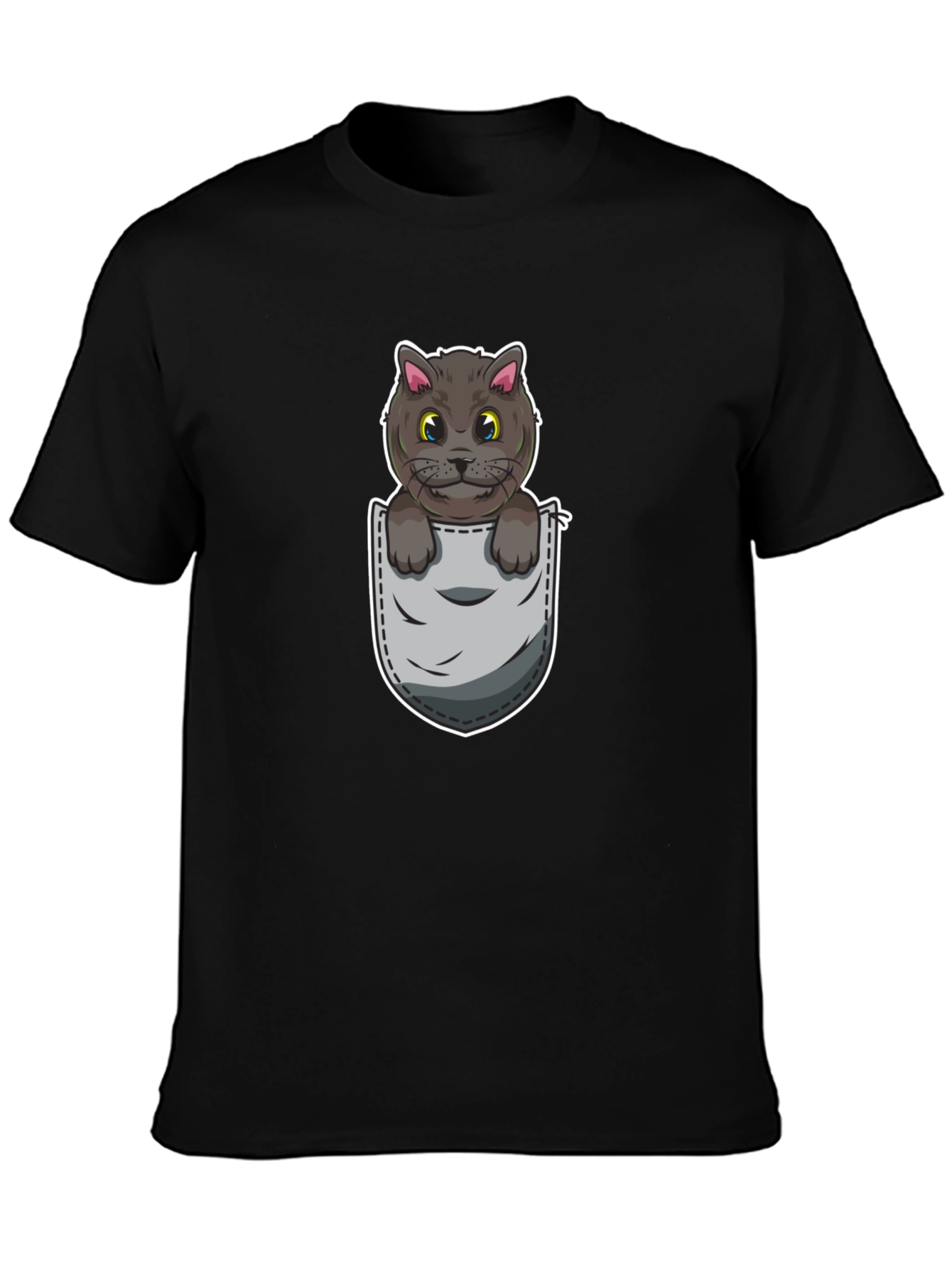 Cartoon Cat in Pocket Graphic Tee - Unisex