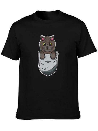 Cartoon Cat in Pocket Graphic Tee - Unisex