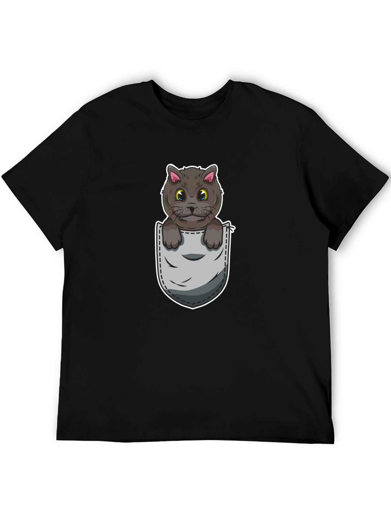 Cartoon Cat in Pocket Graphic Tee - Unisex