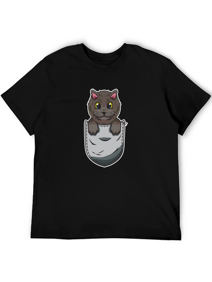 Cartoon Cat in Pocket Graphic Tee - Unisex