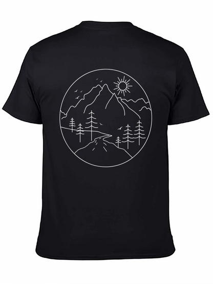 Nature Graphic Tee - Black Cotton T-Shirt