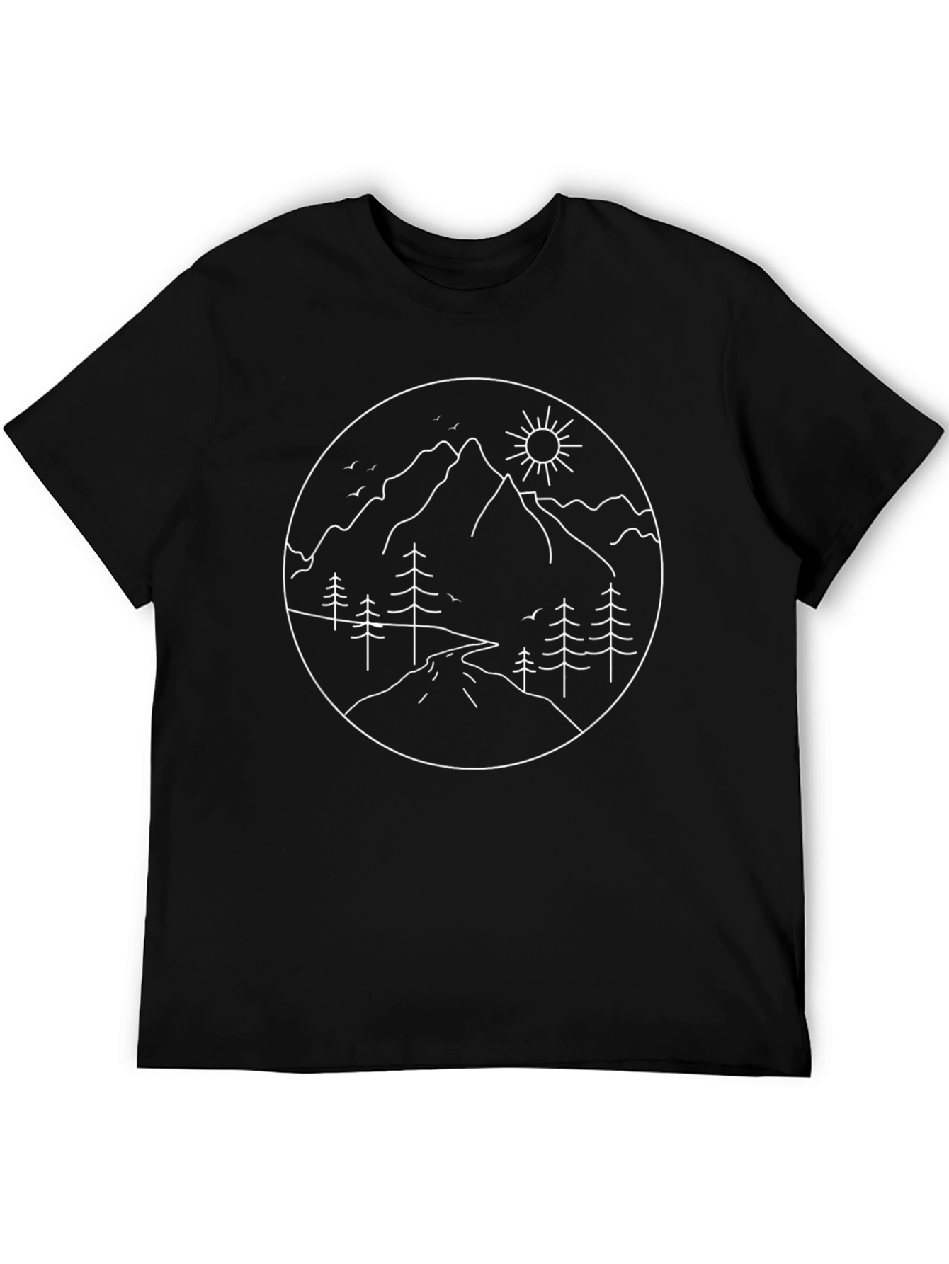 Nature Graphic Tee - Black Cotton T-Shirt