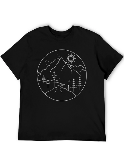 Nature Graphic Tee - Black Cotton T-Shirt