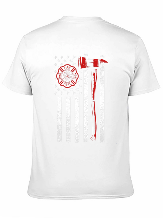 Firefighter Flag Graphic T-Shirt - Axe Design