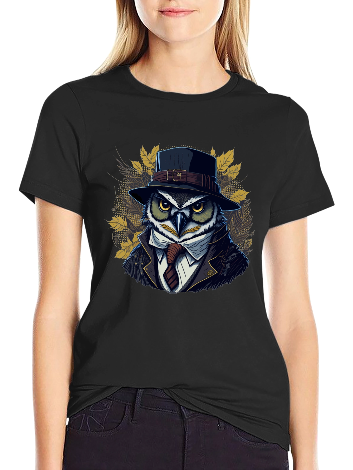 Owl in Suit Graphic T-Shirt - Cool Detective Style