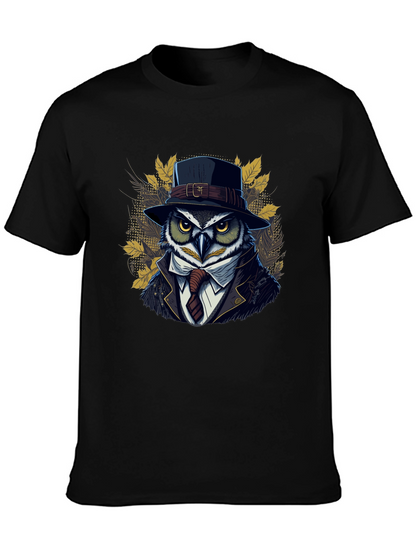 Owl in Suit Graphic T-Shirt - Cool Detective Style